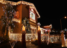 Decorated House With Christmas Lights